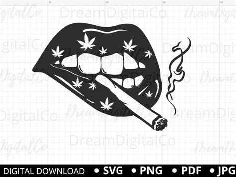 Smoking Lips Svg Cannabis Svg Joint Svg Weed Svg Etsy