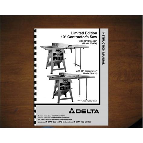 Delta 10 Table Saw Instruction Manual Model 34 426