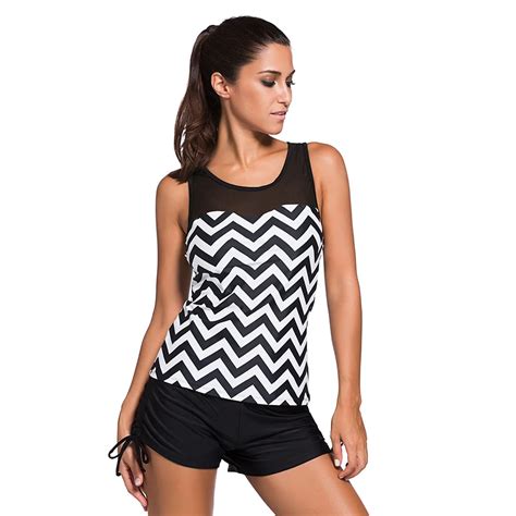 Bikini Tankini Set Plus Size Swimwear Bikini Set Push Up Striped Swimwear Piece Set Women