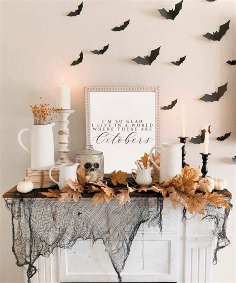 Spooky Black Bats Over Farmhouse Fireplace Soul Lane