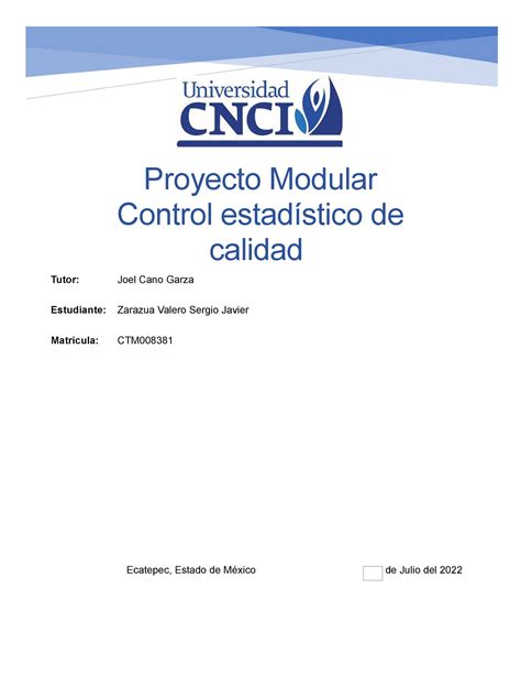 Control Estadistico Proyecto Modular Proyecto Modular Control