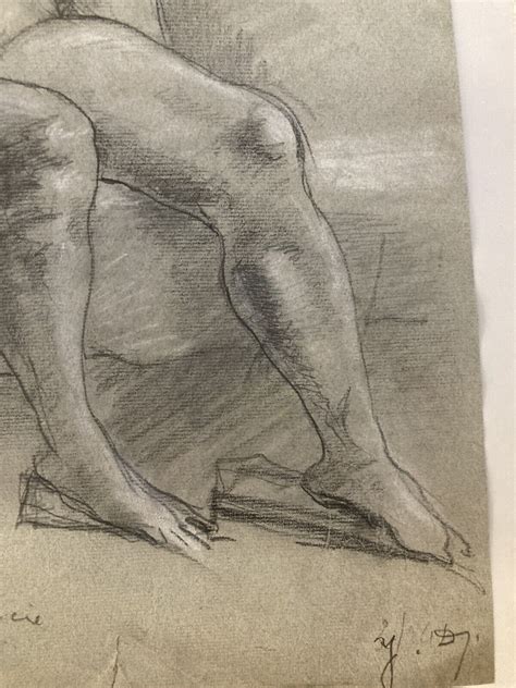 Very Beautiful Old Nude Drawing Pencil Paper Female Naked Erotic