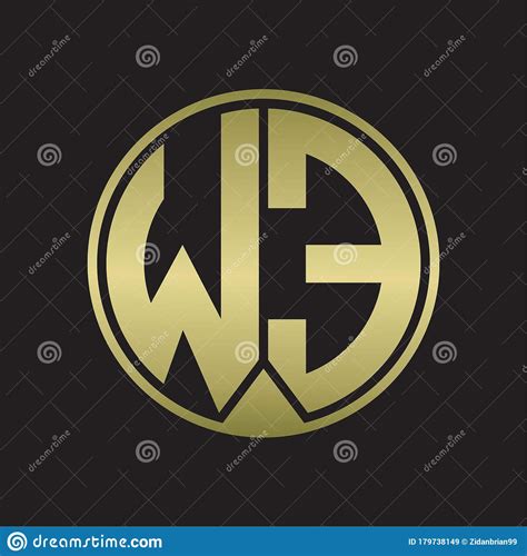 We Logo Monogram Circle With Piece Ribbon Style On Gold Colors Stock