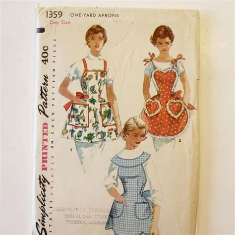 Simplicity 1359 Misses Apron Pattern One Yard Aprons One Etsy