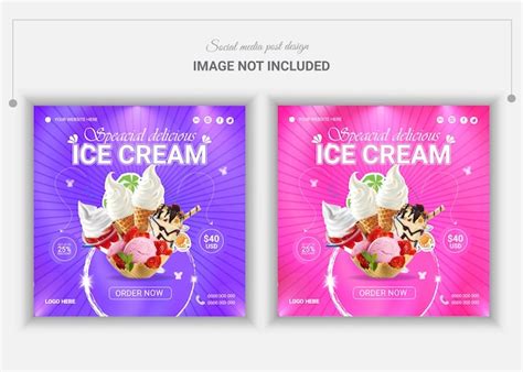 Premium Vector Ice Cream Social Media Post Design