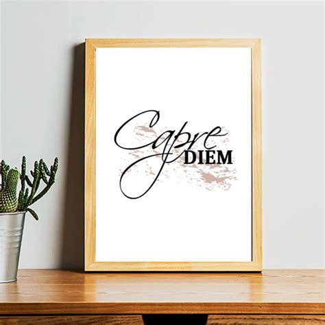 Carpe Diem Inspirational Print Motivational Quote Black And White Art