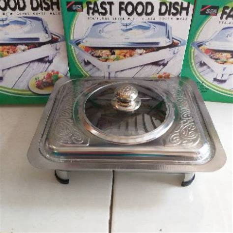 Jual TEMPAT MAKAN PRASMANAN 555 KOTAK STAINLESS STEEL TUTUP KACA 555