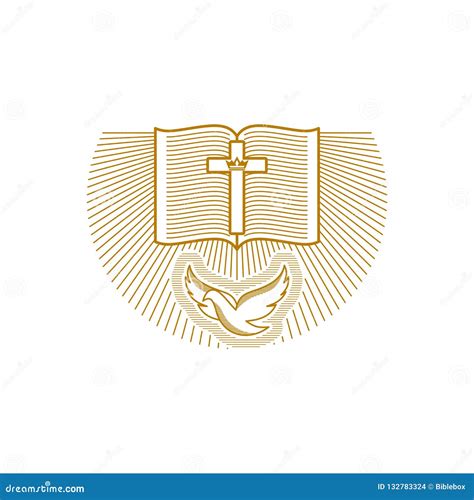 Church Logo Christian Symbols The Open Bible The Cross Of Jesus Christ And The Dove Is The