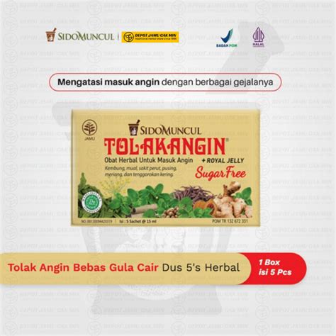 Jual Tolak Angin Bebas Gula Cair Dus 5 S Herbal Masuk Angin Shopee