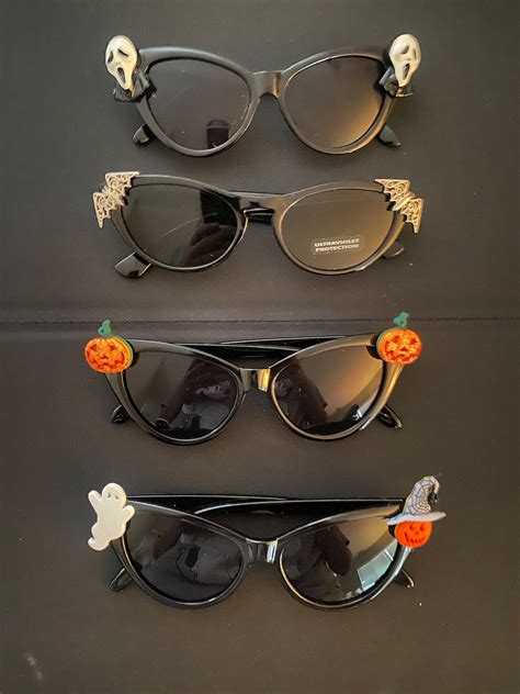 Halloween Themed Sunglasses Bats Pumpkins Ghosts Womens Cat Eye Black Sunglasses With Halloween