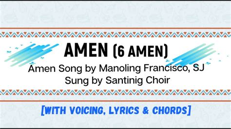 Amen 6 Amen With Voicing Lyrics And Chords Amen Song By Manoling