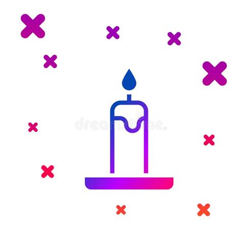 Color Burning Candle In Candlestick Icon Isolated On White Background