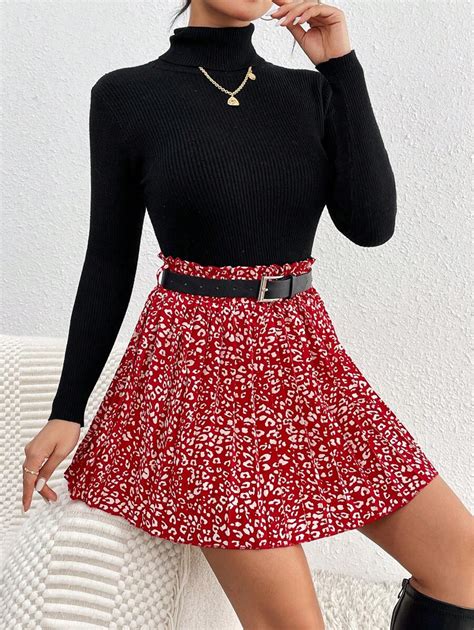 Shein Frenchy Leopard Print Pleated Mini Skirt Shein Usa