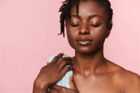 Half Naked Black Woman Posing Looking Camera Isolated Brown Background Stock Photo