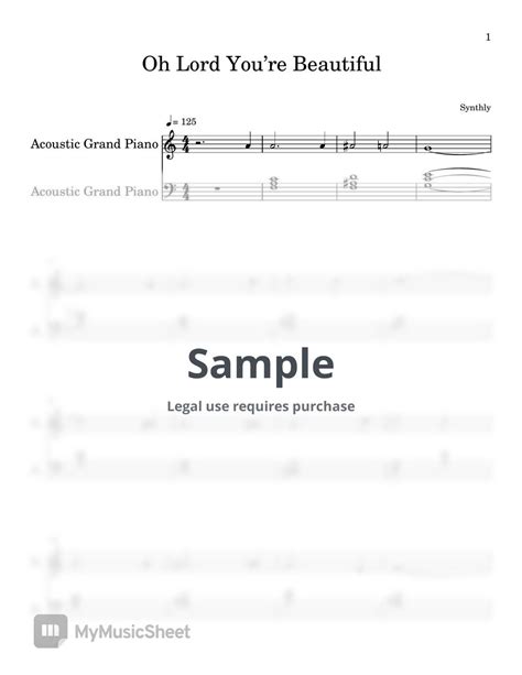 Synthly Oh Lord Youre Beautiful EASY PIANO SHEET Sheets By Synthly