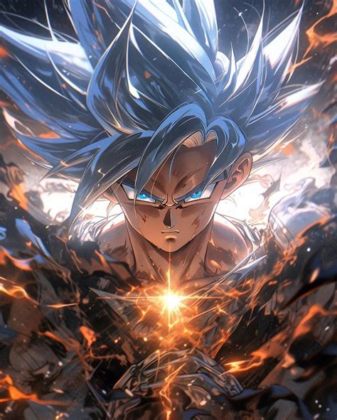 The Character Gohan From Dragon Ball Is Surrounded By Flames