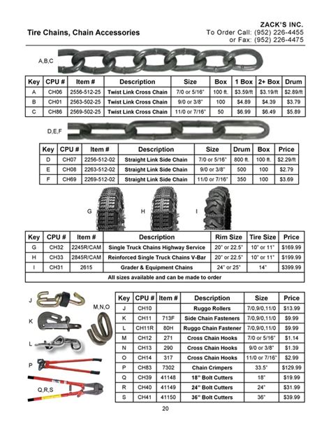 Tire Chains, Chain Accessories - Zack's Inc.