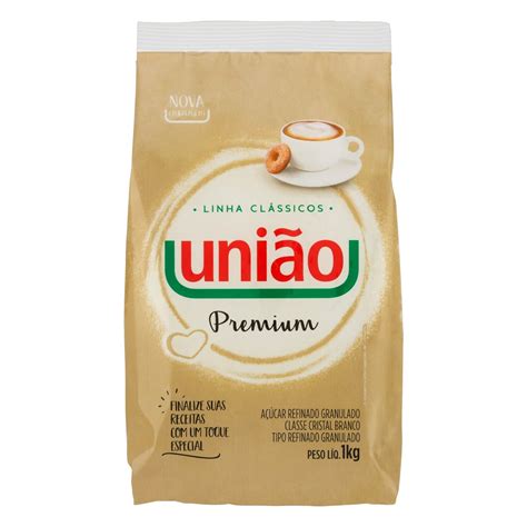 Açúcar Refinado Granulado União Clássicos Premium Pacote 1kg Superbom