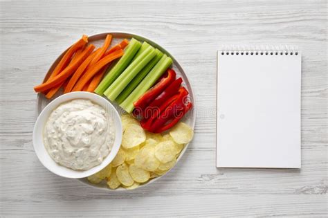 Homemade Caramelized Onion Dip With Potato Chips Veggies And Blank