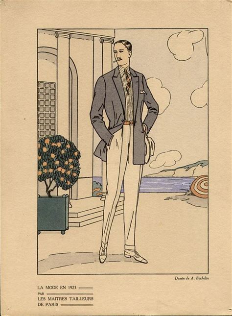 French 1924 Art Deco Vintage Mens Fashion Design Pochoir Etsy