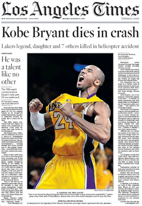 La Muerte De Kobe Bryant En 13 Portadas De Periódicos Impresos