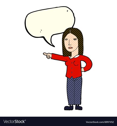 Cartoon Woman Pointing With Speech Bubble Vector Image