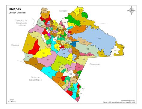 Mapa de Chiapas con nombres a color Mapas de México para descargar