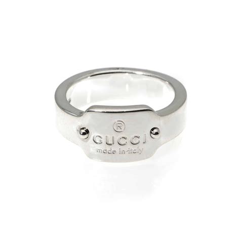 Gucci Trademark Sterling Silver Band Ring Ring Size 825 Luxury