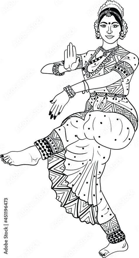 Indian Wedding Clip Art Of A Woman Dancing Of Indian Traditional Dance Kathak Black And White