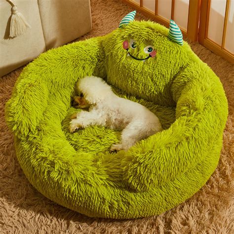 Indoor Dog Bed Cute Cartoon Soft Bed Comfortable Plush Cuddler Dog Bed