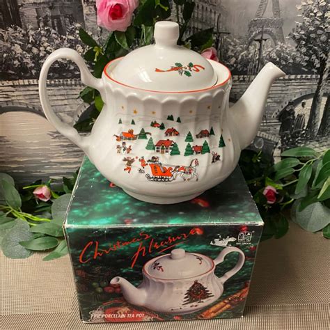 Christmas porcelain teapot- please read description (s)