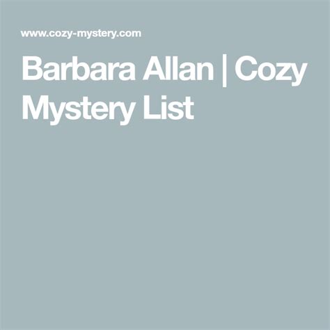 Barbara Allan Cozy Mystery List Barbara Cozy Mysteries Max Allan