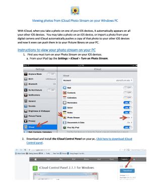 Fillable Online Viewing Photos From ICloud Photo Stream On Your Windows