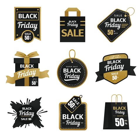 Black Friday Badge Sticker Style Elegant With Gold Black Combination