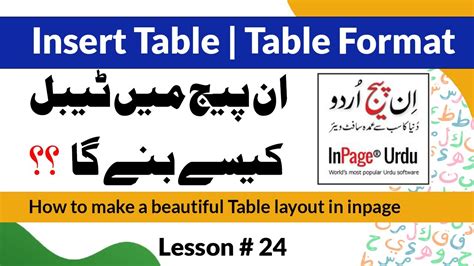 How To Insert And Format Table In Inpage YouTube