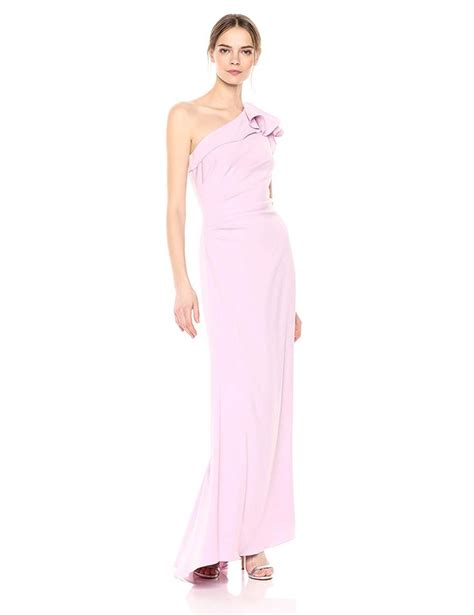 Carmen Marc Valvo Infusion Women S One Shoulder Crepe Gown