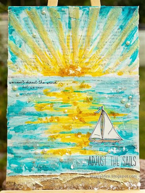 An Easel With A Painting On It That Says Adjust The Sails And Sail Away