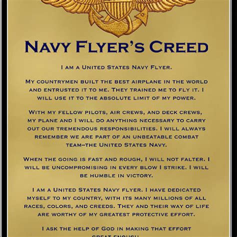 Navy Flyers Creed Wings Of Gold Lining