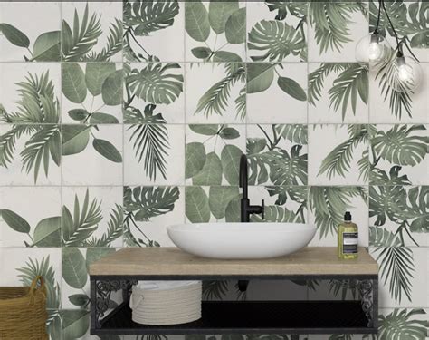 Green Leaf Mix Matt Porcelian Tile 250x250mm The Tile Mob