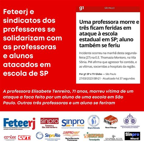 Feteerj E Sindicatos Dos Professores Se Solidarizam Com As Professoras