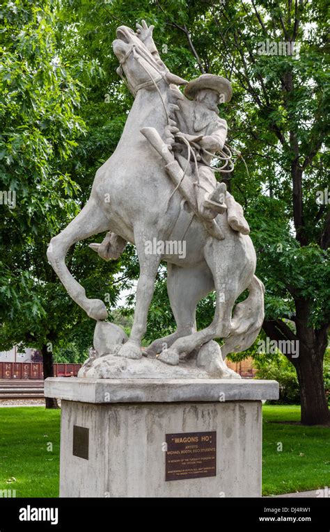 Wagons Ho Statue In The Heritage Station Area Commemorating The Oregon