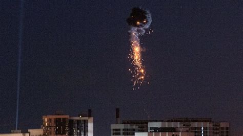 Watch Drones Shot Down Over Kyiv Building Damaged One Killed In Attack