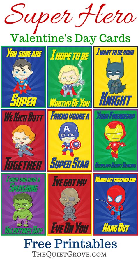 Free Super Hero Valentines Day Card Printables ⋆ The Quiet Grove