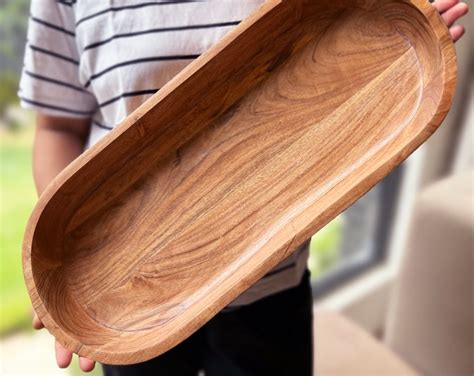 Extra Long Handmade Wood Dough Bowl Hand Carved Extra Large Bread Bowl