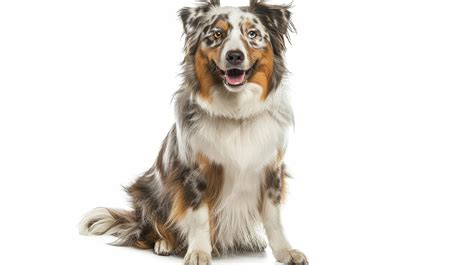 Premium Photo An Adorable Australian Shepherd Sitting Smiling And