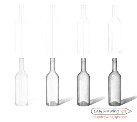 How To Draw A Bottle Step By Step Line Shading EasyDrawingTips