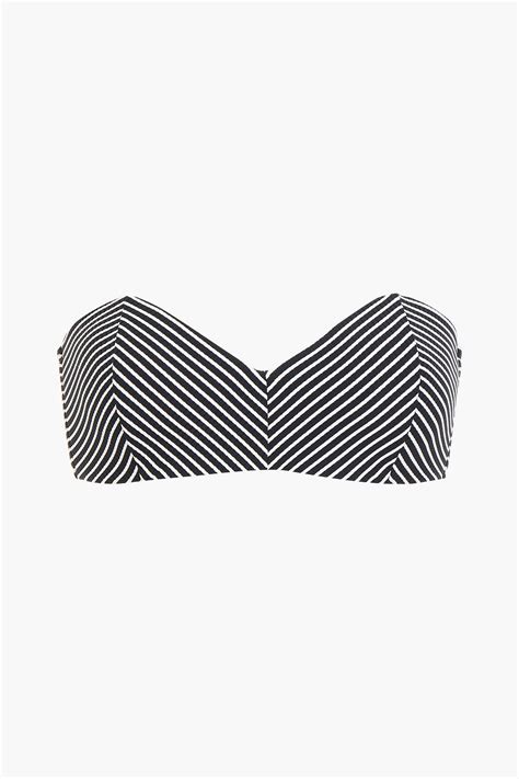 Seafolly Go Overboard Striped Ribbed Bandeau Bikini Top The Outnet