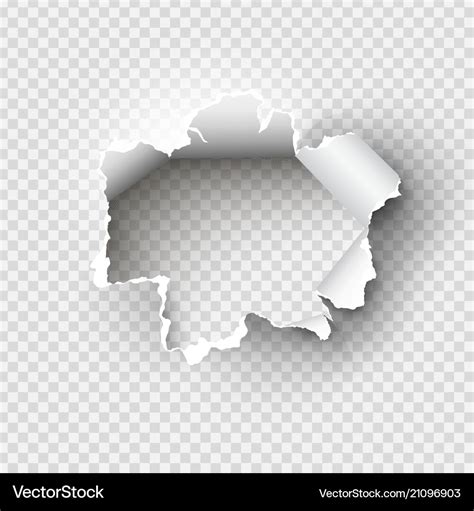 Hole Torn In Ripped Paper On Transparent Vector Image