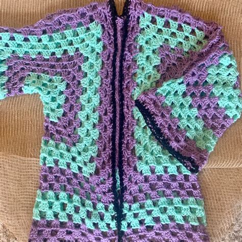 Crochet Hexagon Cardigan Choose 2 Colors Etsy