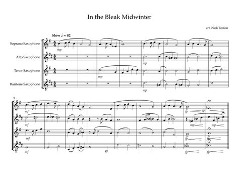 In The Bleak Midwinter Arr Nick Beston By Holst Sheet Music For